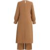 imageIDOPIP Abaya Dress for Women Muslim Set Long Sleeve Ramadan Islamic Dress Shirt with Pants 2PCS Dubai Prayer Casual ClothesKhaki  Split