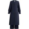 imageIDOPIP Abaya Dress for Women Muslim Set Long Sleeve Ramadan Islamic Dress Shirt with Pants 2PCS Dubai Prayer Casual ClothesNavy Blue  Split