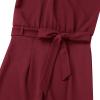 imageIDOPIP Belted Jumpsuit for Women Elegant Dressy Romper Short Sleeve Wide Leg Jumpsuits Summer Casual Round Neck Work Jumpsuit