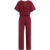 imageIDOPIP Belted Jumpsuit for Women Elegant Dressy Romper Short Sleeve Wide Leg Jumpsuits Summer Casual Round Neck Work Jumpsuit