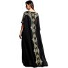 imageIDOPIP Embroidery Applique Abayas for Women Muslim Maxi Kaftan Dresses Full Cover Islamic Dubai Robe Ramadan Casual Moroccan