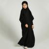 imageIDOPIP Muslim Dress for Girls One Piece Long Sleeve Islamic Prayer Dress with Hijab Casual Maxi Kaftan Abaya Gown ClothesBlack