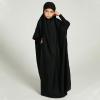 imageIDOPIP Muslim Dress for Girls One Piece Long Sleeve Islamic Prayer Dress with Hijab Casual Maxi Kaftan Abaya Gown ClothesBlack