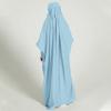 imageIDOPIP Muslim Dress for Girls One Piece Long Sleeve Islamic Prayer Dress with Hijab Casual Maxi Kaftan Abaya Gown ClothesBlue