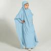imageIDOPIP Muslim Dress for Girls One Piece Long Sleeve Islamic Prayer Dress with Hijab Casual Maxi Kaftan Abaya Gown ClothesBlue