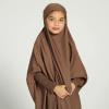imageIDOPIP Muslim Dress for Girls One Piece Long Sleeve Islamic Prayer Dress with Hijab Casual Maxi Kaftan Abaya Gown ClothesCoffee