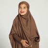 imageIDOPIP Muslim Dress for Girls One Piece Long Sleeve Islamic Prayer Dress with Hijab Casual Maxi Kaftan Abaya Gown ClothesCoffee