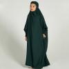 imageIDOPIP Muslim Dress for Girls One Piece Long Sleeve Islamic Prayer Dress with Hijab Casual Maxi Kaftan Abaya Gown ClothesGreen