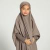 imageIDOPIP Muslim Dress for Girls One Piece Long Sleeve Islamic Prayer Dress with Hijab Casual Maxi Kaftan Abaya Gown ClothesLight Coffee