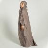 imageIDOPIP Muslim Dress for Girls One Piece Long Sleeve Islamic Prayer Dress with Hijab Casual Maxi Kaftan Abaya Gown ClothesLight Coffee