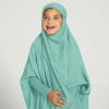 imageIDOPIP Muslim Dress for Girls One Piece Long Sleeve Islamic Prayer Dress with Hijab Casual Maxi Kaftan Abaya Gown ClothesLight Green