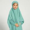 imageIDOPIP Muslim Dress for Girls One Piece Long Sleeve Islamic Prayer Dress with Hijab Casual Maxi Kaftan Abaya Gown ClothesLight Green