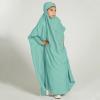 imageIDOPIP Muslim Dress for Girls One Piece Long Sleeve Islamic Prayer Dress with Hijab Casual Maxi Kaftan Abaya Gown ClothesLight Green