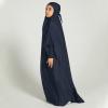 imageIDOPIP Muslim Dress for Girls One Piece Long Sleeve Islamic Prayer Dress with Hijab Casual Maxi Kaftan Abaya Gown ClothesNavy Blue