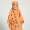 imageIDOPIP Muslim Dress for Girls One Piece Long Sleeve Islamic Prayer Dress with Hijab Casual Maxi Kaftan Abaya Gown ClothesOrange