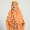 imageIDOPIP Muslim Dress for Girls One Piece Long Sleeve Islamic Prayer Dress with Hijab Casual Maxi Kaftan Abaya Gown ClothesOrange