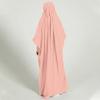 imageIDOPIP Muslim Dress for Girls One Piece Long Sleeve Islamic Prayer Dress with Hijab Casual Maxi Kaftan Abaya Gown ClothesPink