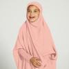 imageIDOPIP Muslim Dress for Girls One Piece Long Sleeve Islamic Prayer Dress with Hijab Casual Maxi Kaftan Abaya Gown ClothesPink