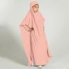 imageIDOPIP Muslim Dress for Girls One Piece Long Sleeve Islamic Prayer Dress with Hijab Casual Maxi Kaftan Abaya Gown ClothesPink