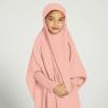 imageIDOPIP Muslim Dress for Girls One Piece Long Sleeve Islamic Prayer Dress with Hijab Casual Maxi Kaftan Abaya Gown ClothesPink