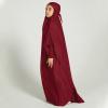 imageIDOPIP Muslim Dress for Girls One Piece Long Sleeve Islamic Prayer Dress with Hijab Casual Maxi Kaftan Abaya Gown ClothesWine Red