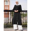 imageIDOPIP Muslim Long Dress for Women Long Sleeve Maxi Button Shirt Abayas Casual Kaftan Dubai Oversize Robe Islamic Clothing