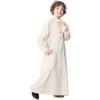 imageIDOPIP Muslim Thobe for Boys Kids Long Sleeve Islamic Arabic Kaftan Robe Middle East Dubai Prayer Dress Clothes with PocketsBeige