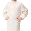 imageIDOPIP Muslim Thobe for Boys Kids Long Sleeve Islamic Arabic Kaftan Robe Middle East Dubai Prayer Dress Clothes with PocketsBeige