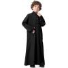 imageIDOPIP Muslim Thobe for Boys Kids Long Sleeve Islamic Arabic Kaftan Robe Middle East Dubai Prayer Dress Clothes with PocketsBlack