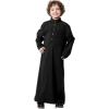 imageIDOPIP Muslim Thobe for Boys Kids Long Sleeve Islamic Arabic Kaftan Robe Middle East Dubai Prayer Dress Clothes with PocketsBlack