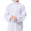 imageIDOPIP Muslim Thobe for Boys Kids Long Sleeve Islamic Arabic Kaftan Robe Middle East Dubai Prayer Dress Clothes with PocketsWhite