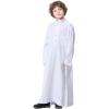 imageIDOPIP Muslim Thobe for Boys Kids Long Sleeve Islamic Arabic Kaftan Robe Middle East Dubai Prayer Dress Clothes with PocketsWhite