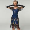 imageIDOPIP Women 1920s Flapper Gatsby Dress Vintage Sparkle Sequins Fringe Tassel Cocktail Party Dress Cosplay Halloween CostumeBlue