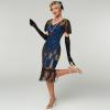 imageIDOPIP Women 1920s Flapper Gatsby Dress Vintage Sparkle Sequins Fringe Tassel Cocktail Party Dress Cosplay Halloween CostumeBlue