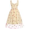 imageIDOPIP Women 1950s Vintage StrawberryCherrySequin Star Print Cocktail Mesh Dress Self Tie Straps Retro Wedding Guest DressApricotcherry Print