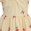 imageIDOPIP Women 1950s Vintage StrawberryCherrySequin Star Print Cocktail Mesh Dress Self Tie Straps Retro Wedding Guest DressApricotcherry Print