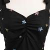imageIDOPIP Women 1950s Vintage StrawberryCherrySequin Star Print Cocktail Mesh Dress Self Tie Straps Retro Wedding Guest DressBlackstar Print