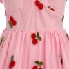 imageIDOPIP Women 1950s Vintage StrawberryCherrySequin Star Print Cocktail Mesh Dress Self Tie Straps Retro Wedding Guest DressPinkcherry Print
