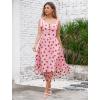 imageIDOPIP Women 1950s Vintage StrawberryCherrySequin Star Print Cocktail Mesh Dress Self Tie Straps Retro Wedding Guest DressPinkstrawberry Print