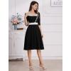 imageIDOPIP Women 1950s Vintage Stripe Swing Dress Halloween Costume Audrey Hepburn Style Cosplay Outfit Cocktail Party Midi DressBlack