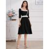 imageIDOPIP Women 1950s Vintage Stripe Swing Dress Halloween Costume Audrey Hepburn Style Cosplay Outfit Cocktail Party Midi DressBlack