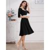 imageIDOPIP Women 1950s Vintage Stripe Swing Dress Halloween Costume Audrey Hepburn Style Cosplay Outfit Cocktail Party Midi DressBlack