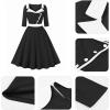 imageIDOPIP Women 1950s Vintage Stripe Swing Dress Halloween Costume Audrey Hepburn Style Cosplay Outfit Cocktail Party Midi DressBlack