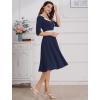 imageIDOPIP Women 1950s Vintage Stripe Swing Dress Halloween Costume Audrey Hepburn Style Cosplay Outfit Cocktail Party Midi DressNavy Blue
