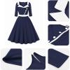 imageIDOPIP Women 1950s Vintage Stripe Swing Dress Halloween Costume Audrey Hepburn Style Cosplay Outfit Cocktail Party Midi DressNavy Blue