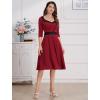 imageIDOPIP Women 1950s Vintage Stripe Swing Dress Halloween Costume Audrey Hepburn Style Cosplay Outfit Cocktail Party Midi DressRed