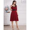 imageIDOPIP Women 1950s Vintage Stripe Swing Dress Halloween Costume Audrey Hepburn Style Cosplay Outfit Cocktail Party Midi DressRed