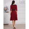 imageIDOPIP Women 1950s Vintage Stripe Swing Dress Halloween Costume Audrey Hepburn Style Cosplay Outfit Cocktail Party Midi DressRed