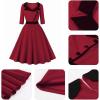 imageIDOPIP Women 1950s Vintage Stripe Swing Dress Halloween Costume Audrey Hepburn Style Cosplay Outfit Cocktail Party Midi DressRed
