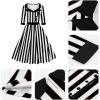 imageIDOPIP Women 1950s Vintage Stripe Swing Dress Halloween Costume Audrey Hepburn Style Cosplay Outfit Cocktail Party Midi DressStripe